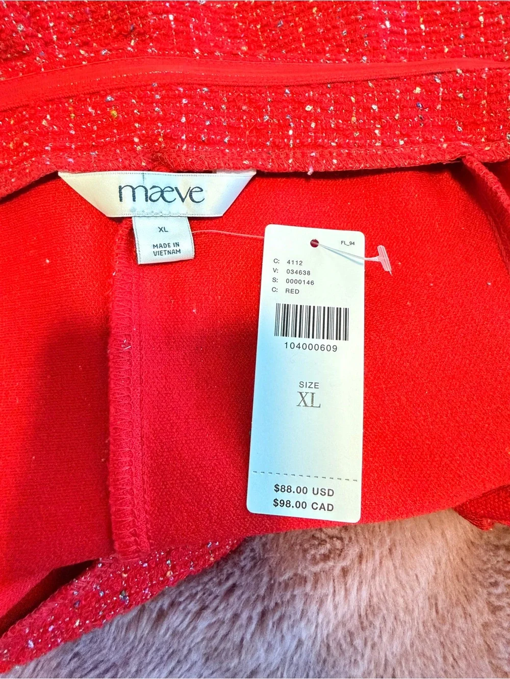 Women Red Knit Two-Piece Set - Strapless top and cropped pants Brand: maeve